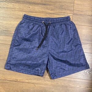Fendi Men's Navy Monogram Swim Trunks